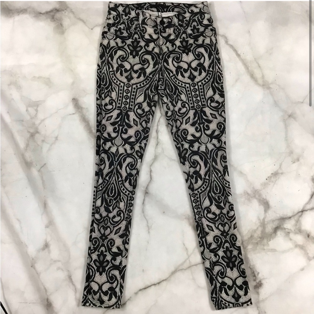 7 for all mankind lace print skinny jeans - Picture 2 of 7